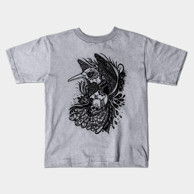 Steampunk Humminbird Kids T-Shirt by zarya_kiqo